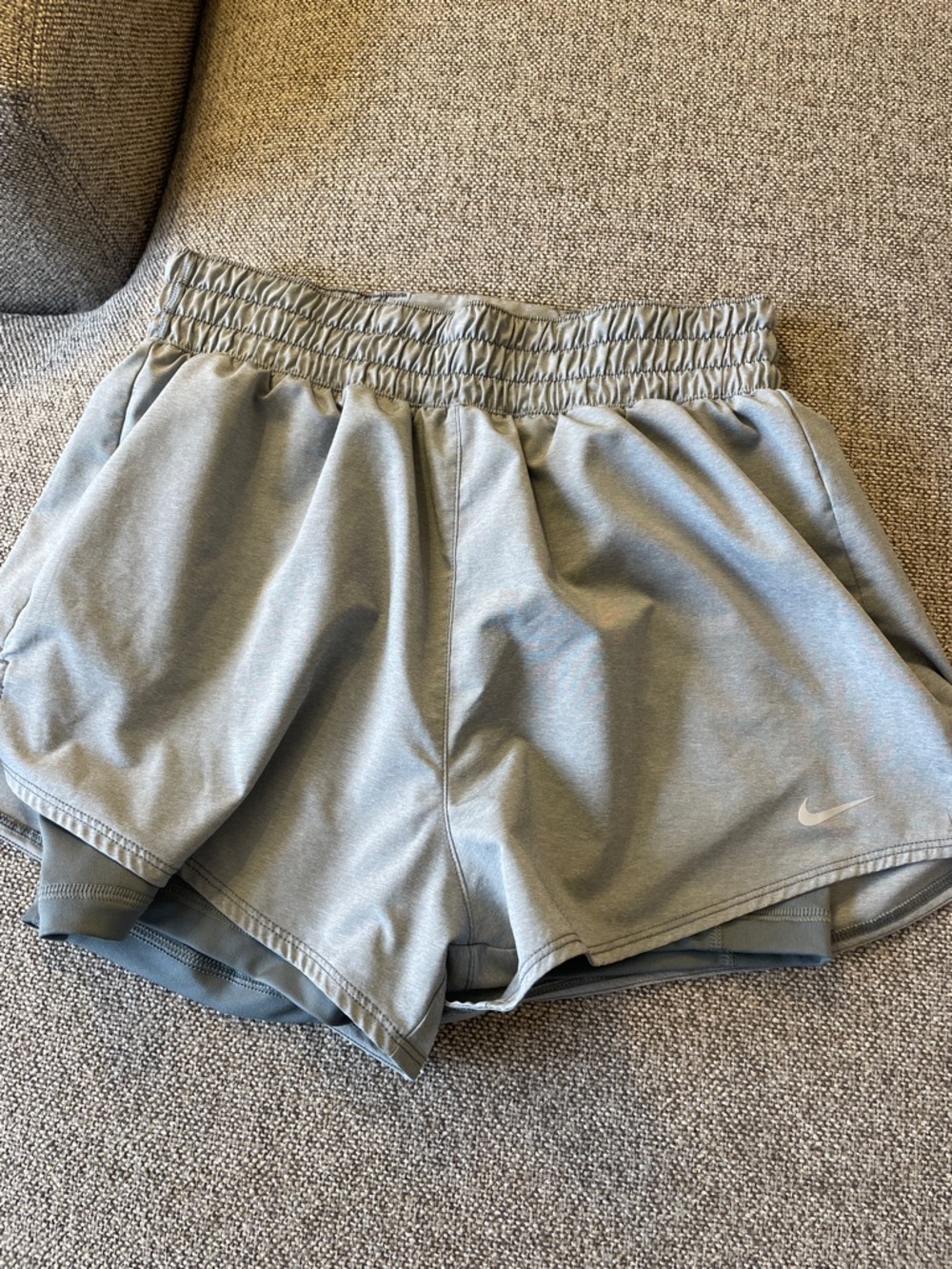 Nike Women’s Light Gray Athletic Shorts with Elastic Waist